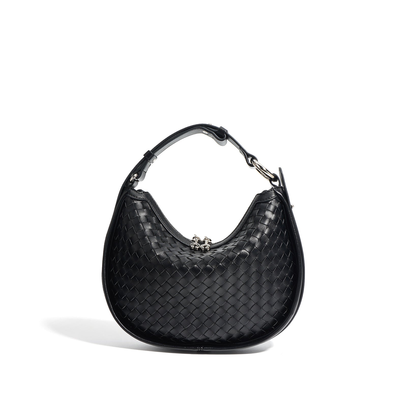 Woven Clutch Leather Bag-Black Colour- Premium Cowhide-Ample Storage Space