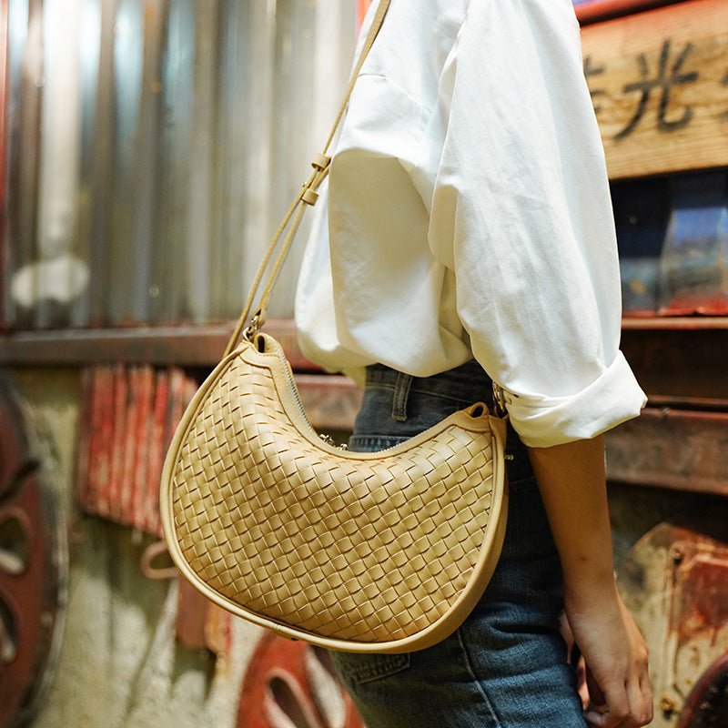 Woven Leather Bag-multiple colours available-soft to the touch but also durable-Embrace vintage glamour with our classic Wave Weave crochet leather handbag