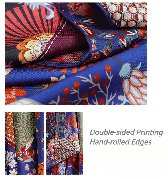 Majestic Tang Muse|Silk Scarf|100% Silk Twill|105cm x 105cm - Jin's Finds