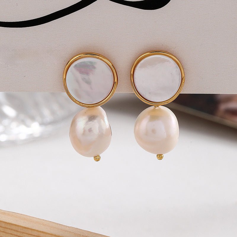 Drop Earrings -Nacre and Baroque Pearls