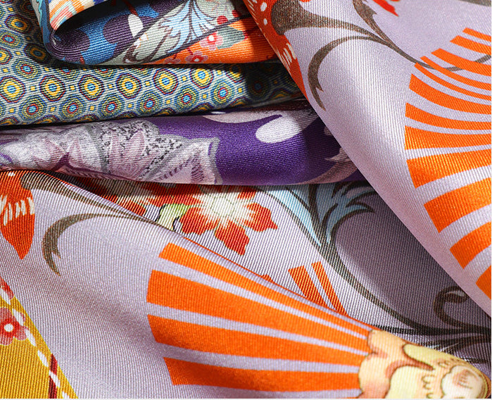 Majestic Tang Muse|Silk Scarf|100% Silk Twill|105cm x 105cm - Jin's Finds