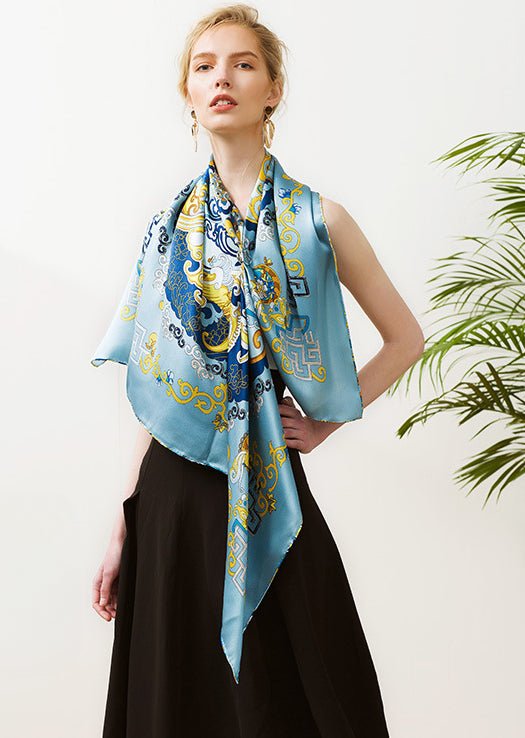 Auspicious Phoenix Synchronicity Silk Scarf|106cm x 106cm|Chinoiserie Style|100% Silk Twill - Jin's Finds