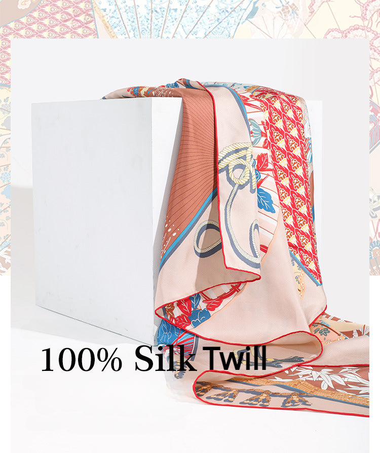 Whimsical Wonder|Silk Scarf|100% Silk Twll| 132cm X 132cm|Chinoiserie Style - Jin's Finds