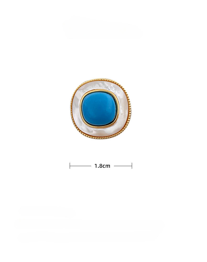 Blue Turquoise Stud Earrings-December Birthstone