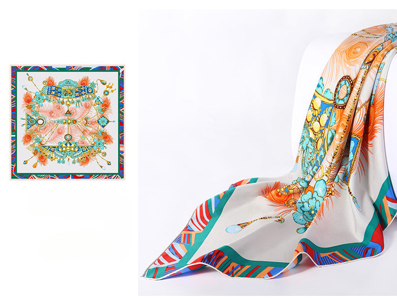 Oriental Azure Aria Silk Scarf|100% Silk Twill|Chinoiserie Style|Enduring Legacy of Dian Cui